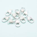 925 Sterling Silver Engrave Heart Shape Clasp Size 6x12mm Sold 3Pcs Per Bag
