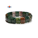 Natural Indian Agate Double Drill Elastic Bracelet Size 11x15mm Length 7.5"