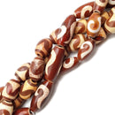 Red Antique Tibetan Dzi Agate Barrel Drum Beads 15x22mm 15x39mm 15.5" Strand