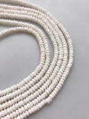 white bamboo coral smooth rondelle discs beads 