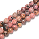 Natural Multi Color Rhodonite Smooth Round Beads Size 6mm 8mm 10mm 15.5'' Strand
