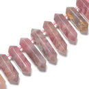 Madagascar Rose Quartz Graduated Top Drill Faceted Points Size 30-50mm 15.5''Str