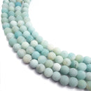 large hole blue green amazonite matte round beads