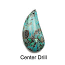 Chrysocolla Curved Drop Pendant Center/Side Drill 25x50mm Sold By Piece