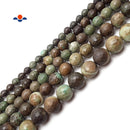 Green Brown Chrysoprase Faceted Round Beads 6mm 8mm 10mm 12mm 14mm 15.5" Strand