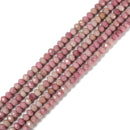 Natural Pink Petrified Rhodonite Faceted Rondelle Beads Size 4x6mm 15.5'' Strand