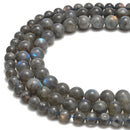 Natural Gray Labradorite Smooth Round Beads 4mm 6mm 8mm 10mm 15.5'' Strand