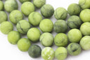 natural green jade matte round beads