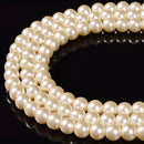 Beige Color Glass Pearl Smooth Round Beads Size 3mm - 12mm 15.5'' Strand