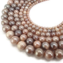 Coated Peach Moonstone Smooth Round Beads 6mm 8mm 10mm 12mm 14mm 16mm 15.5" Strand