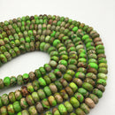 green sea sediment jasper smooth rondelle beads