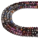 Gradient Ruby & Sapphire Mixed Faceted Rondelle Beads Size 4x6mm 15.5'' Strand