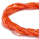 Natural Carnelian Cylinder Tube Beads Size 4x13mm 15.5'' Strand