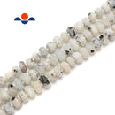 White Moonstone Black Specks Faceted Rondelle Beads 6x10mm 7x12mm 15.5'' Strand