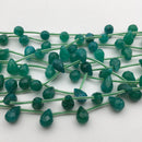 dyed green quartz faceted teardrop beads