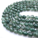 green rutilated quartz faceted round beads