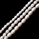 2.0mm Large Hole Fresh Water Pearl Oval Rice Beads 7-8mm 9-10mm 11-12mm 15.5" Strand