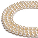 Beige Color Glass Pearl Smooth Round Beads Size 3mm - 12mm 15.5'' Strand