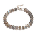 Labradorite Rondelle Wheel Beaded Bracelet Silver Plated Clasp 5x7mm 7.5" Length
