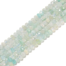 Natural Light Blue Green Aquamarine Faceted Rondelle Beads Size 3x5mm 15.5''Strd