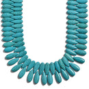 Blue Howlite Turquoise Long Teardrop Top Drill Beads Size 10x25mm 15.5" Strand