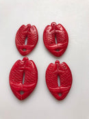 red bamboo coral hand carved double fish pendant