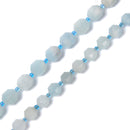 Natural Aquamarine Prism Cut Double Point Beads Size 8mm 10mm 15.5'' Strand