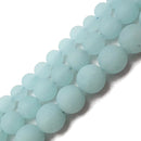 Aqua Dyed Quartz Matte Round Beads 6mm 8mm 10mm 15.5" Strand