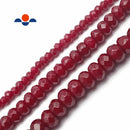 Ruby Red Dyed Jade Faceted Rondelle Beads 4x6mm 5x8mm 6x10mm 15.5" Strand