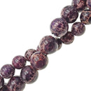 large hole dark purple sea sediment jasper smooth round beads