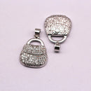 silver plated micro pave zircon bag shape pendant charm sale by piece
