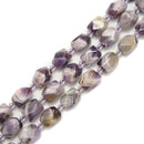 Chevron Amethyst Faceted Nugget Barrel Beads Size 14x17mm 15.5" Strand
