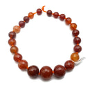 Natural Carnelian Graduated Faceted Round Beads 14mm-24mm 15.5" Strand