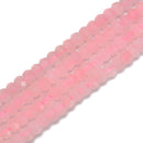 Natural Rose Quartz Hard Cut Faceted Rondelle Beads Size 4x6mm 15.5'' Strand
