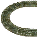 Natural Green Apatite Faceted Square Cube Dice Beads Size 4mm 15.5" Strand