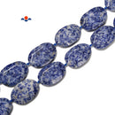 Natural Blue Spot Jasper Faceted Oval Beads Size 28x42mm 15.5'' Strand
