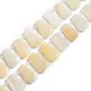 Cream Moonstone Graduated Faceted Trapezoid Beads 15x20-18x27mm 15.5" Strand