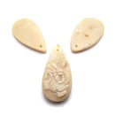 Red / White Bamboo Coral Hand Carved Dragon Teardrop Pendant Sold by Piece