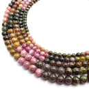 watermelon tourmaline smooth round beads