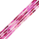 Fuchsia Color Stripe Agate Cylinder Tube Beads Size 4x13mm 15.5'' Strand