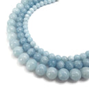 cloudy blue dyed jade smooth round beads