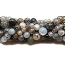 Black White Dragon Vein Agate Faceted Round Beads 6mm 8mm 10mm 15.5" Strand