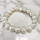 Fresh Water Pearl Bracelet Ringed Potato Round 9.5-10mm 11-12mm 7.5" Length