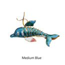 Cloisonne Christmas Tree Ornament Wiggling Dolphin Decoration 4.5" Inches Long