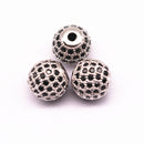 silver plated micro pave black zircon ball charm
