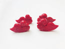 red bamboo coral hand carved duck pendant