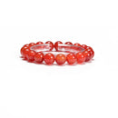 Carnelian Smooth Round With Guru Beaded Bracelet Size 8mm 10mm 7.5'' Length