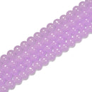 Light Purple Crystal Glass Smooth Round Beads Size 6mm 8mm 10mm 15.5" Strand