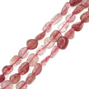 strawberry quartz pebble nugget beads
