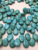 blue turquoise smooth flat teardrop shape beads 